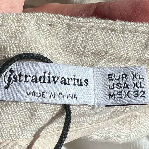 Stradivarius ASOS Women's Cream Shorts Skort Skirt Wrap Tie Size XL Summer Linen - Picture 5 of 5